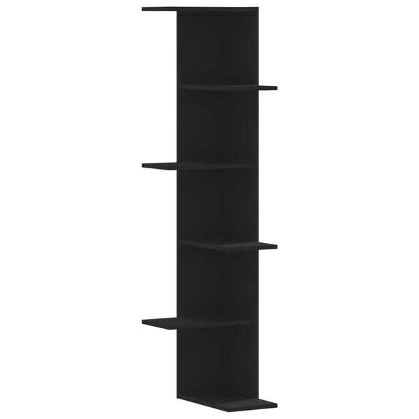 Schwarzes Wand-Eckregal, 140 cm hoch