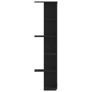 Schwarzes Wand-Eckregal, 140 cm hoch