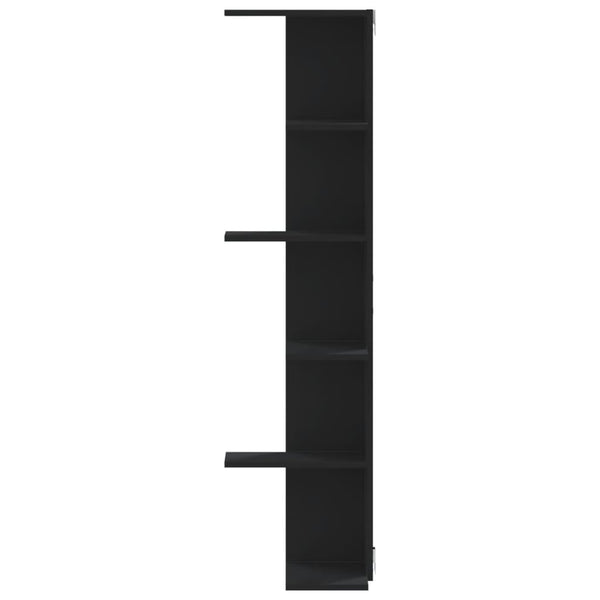 Schwarzes Wand-Eckregal, 140 cm hoch