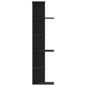 Schwarzes Wand-Eckregal, 140 cm hoch