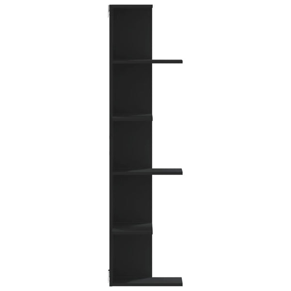 Schwarzes Wand-Eckregal, 140 cm hoch