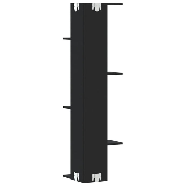Schwarzes Wand-Eckregal, 140 cm hoch