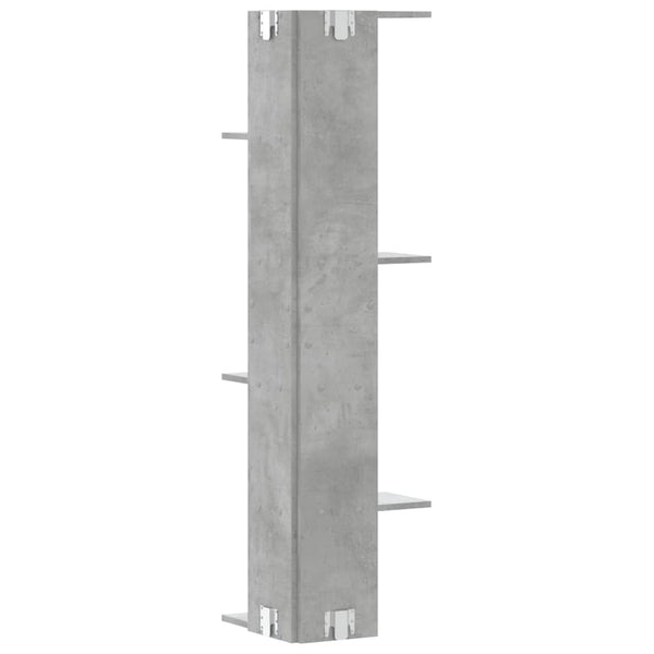 Betongraues Wand-Eckregal, 140 cm
