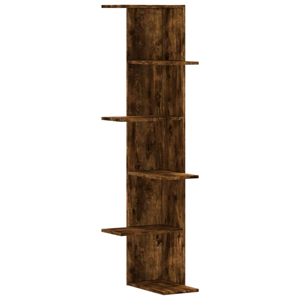 Räuchereiche Wand-Eckregal, 140 cm
