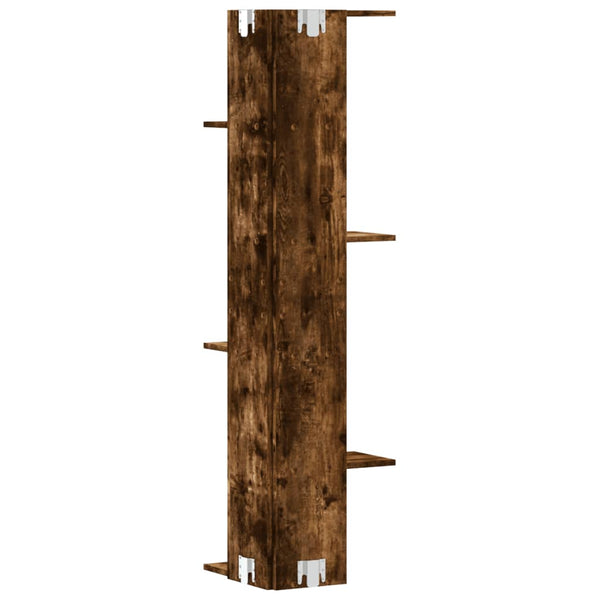 Räuchereiche Wand-Eckregal, 140 cm