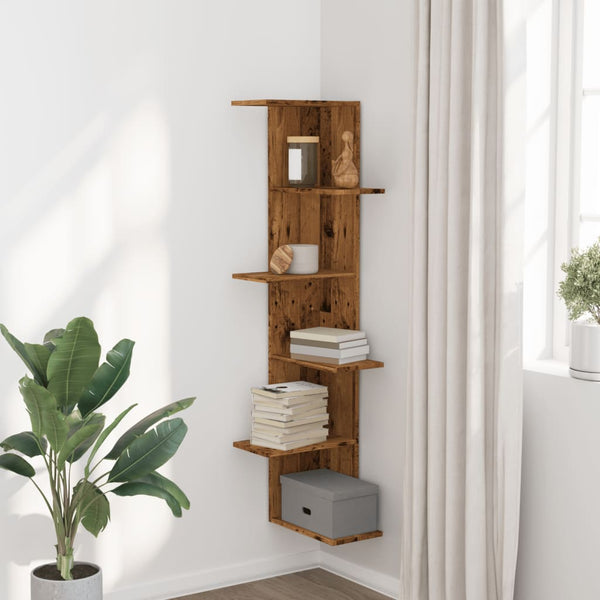 Wand-Eckregal Altholz-Optik, 140cm