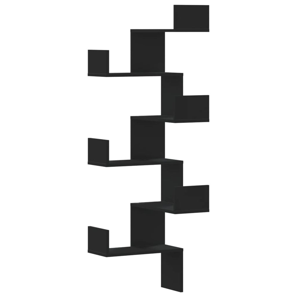 Schwarzes Eck-Wandregal 45x45x147 cm