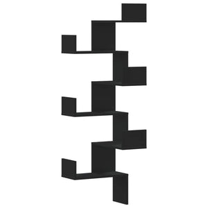 Schwarzes Eck-Wandregal 45x45x147 cm