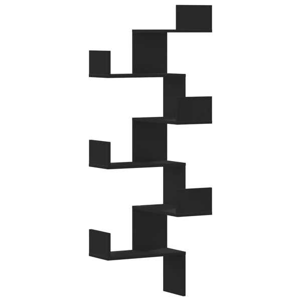 Schwarzes Eck-Wandregal 45x45x147 cm