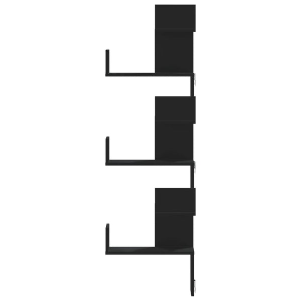 Schwarzes Eck-Wandregal 45x45x147 cm