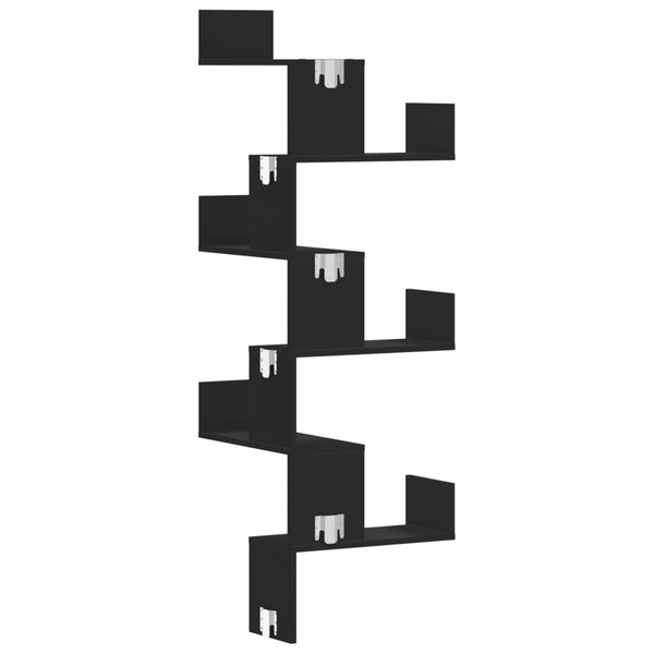 Schwarzes Eck-Wandregal 45x45x147 cm
