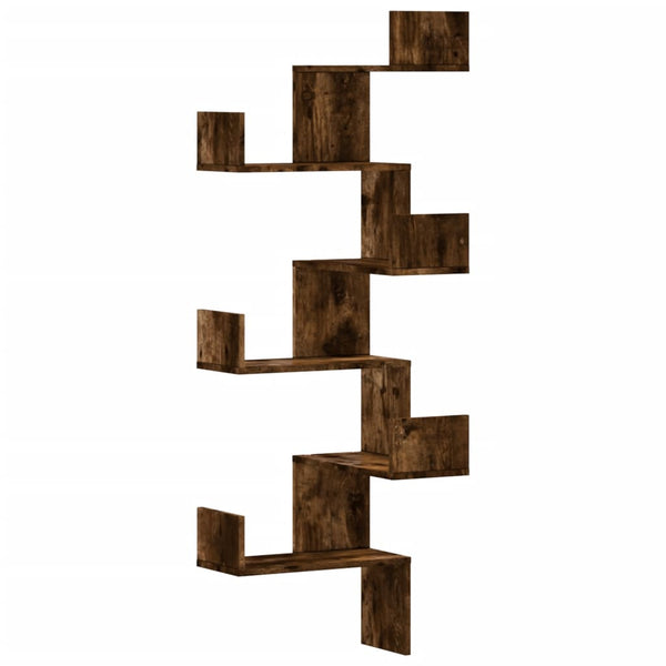 Wand-Eckregal Räuchereiche 45x45x147 cm