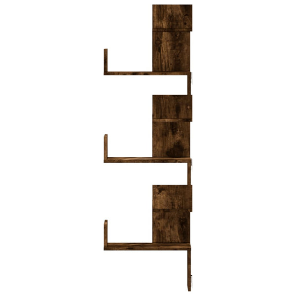 Wand-Eckregal Räuchereiche 45x45x147 cm