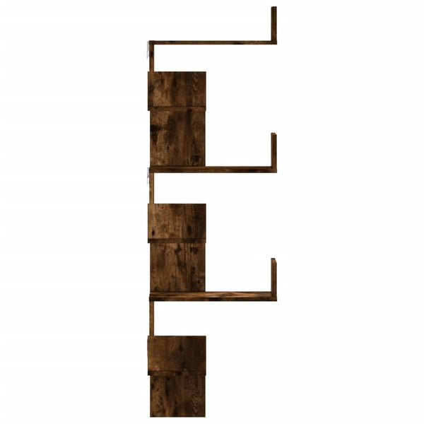 Wand-Eckregal Räuchereiche 45x45x147 cm
