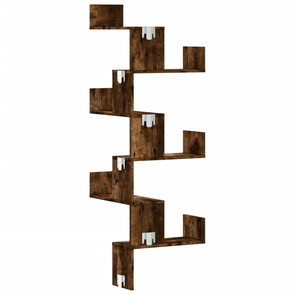 Wand-Eckregal Räuchereiche 45x45x147 cm
