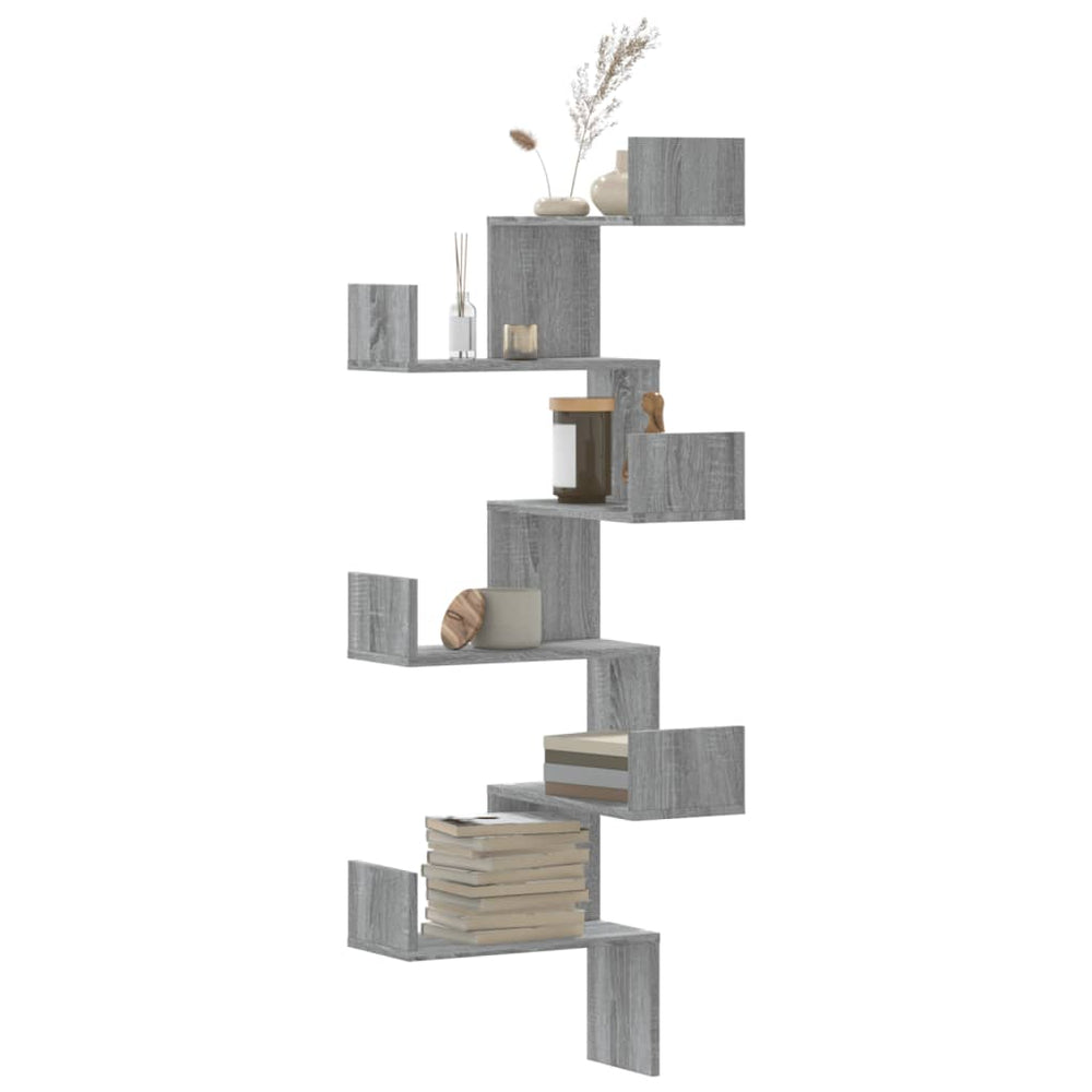 Eck-Wandregal Grau Sonoma 45x45x147 cm