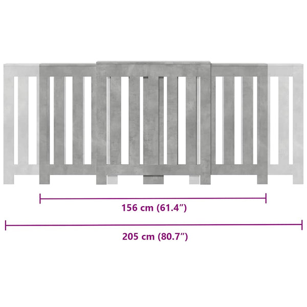 Betongraue Heizkörperverkleidung 205cm