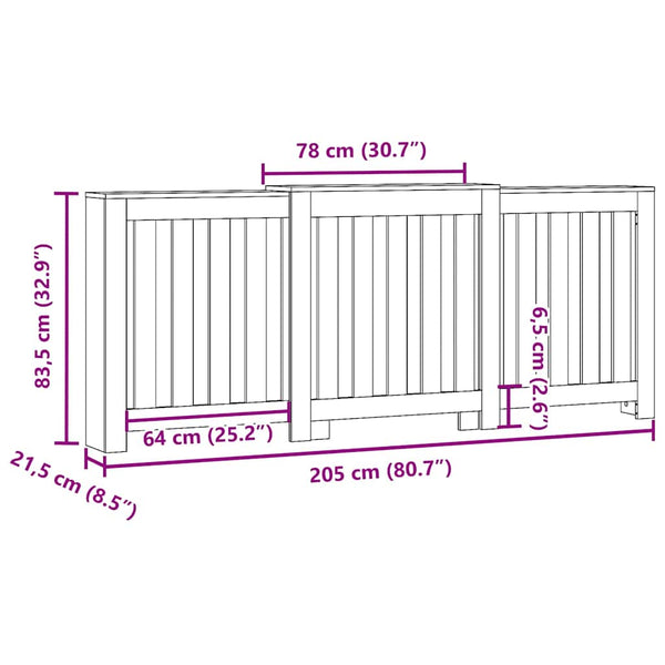 Heizkörperverkleidung Grau Sonoma 205 cm