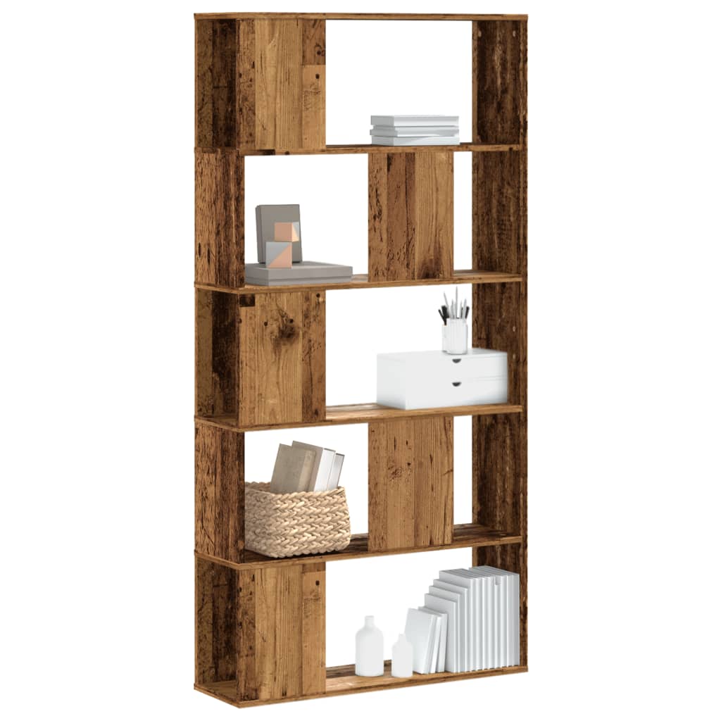Bücherregal mit 5 Böden im Altholz-Design