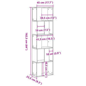 Bücherregal Altholz 5 Böden 162,5 cm hoch