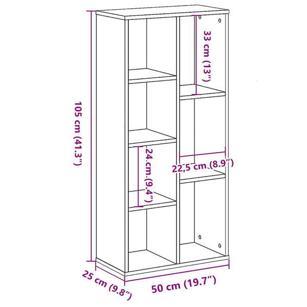 Weißes Bücherregal 50x25x105 cm