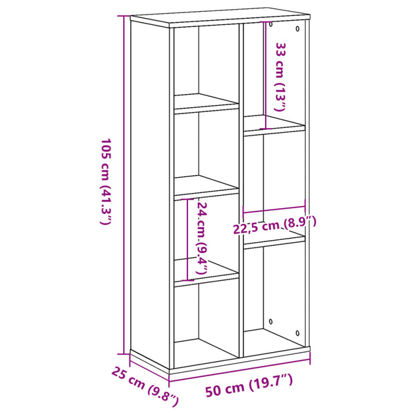 Bücherregal Sonoma Eiche 50x25x105 cm