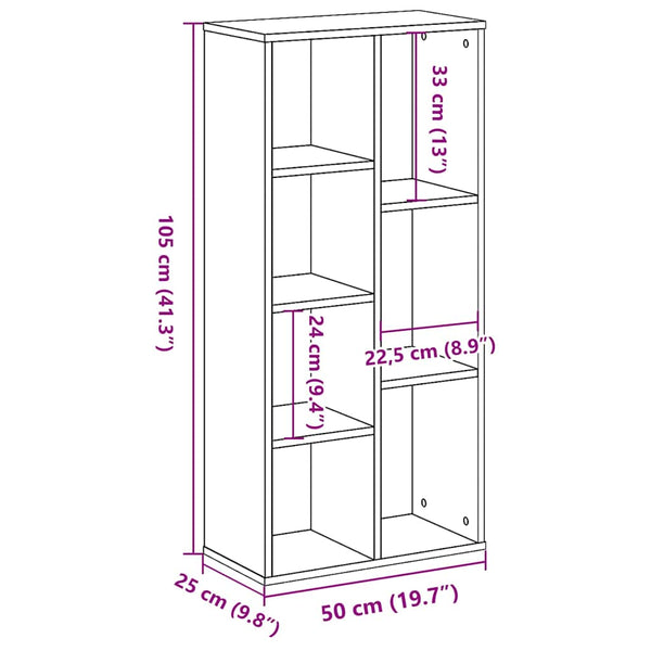 vidaXL Bibliothèque Gris béton 50x25x105 cm Bois d'ingénierie