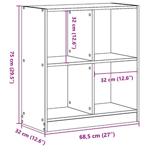 Schwarzes Bücherregal, 68,5 cm breit