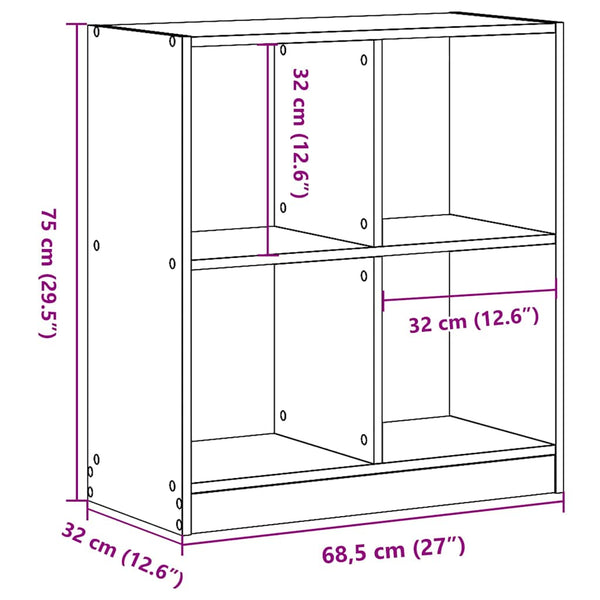 Schwarzes Bücherregal, 68,5 cm breit