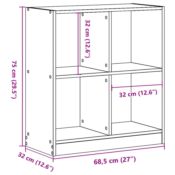Bücherregal Räuchereiche 68,5 cm