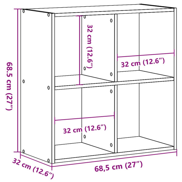 Weißes Bücherregal 68,5 cm