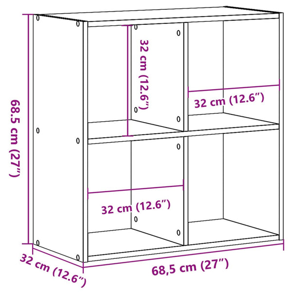 Bücherregal Grau Sonoma 68,5 cm