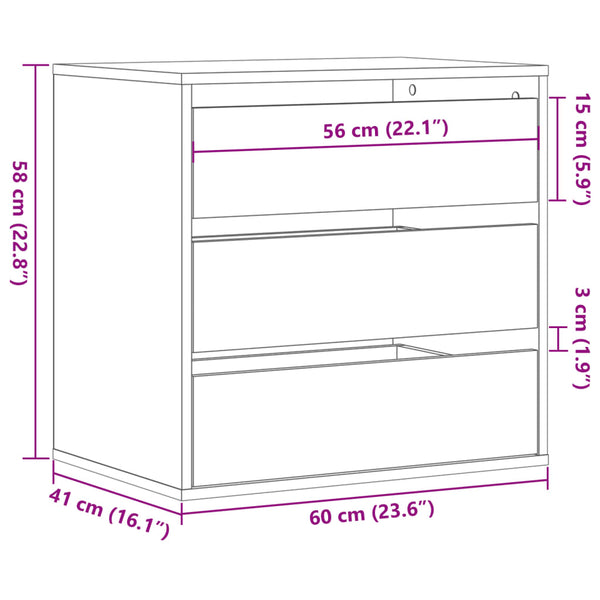 Kommode Räuchereiche 60 cm