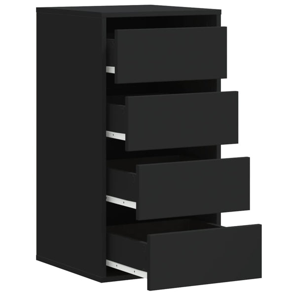 Schwarze Kommode 4 Schubladen 40x76 cm