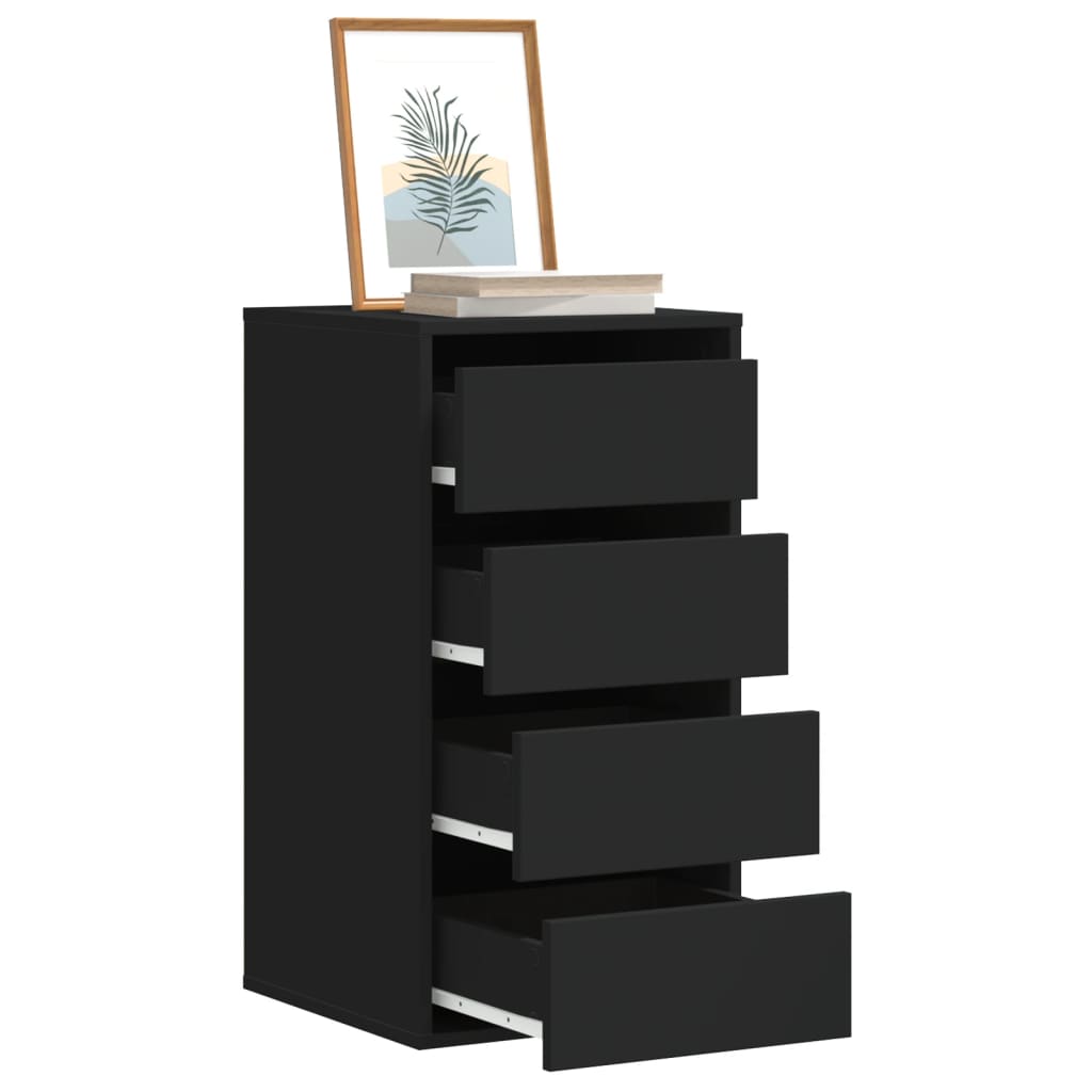 Schwarze Kommode 4 Schubladen 40x76 cm