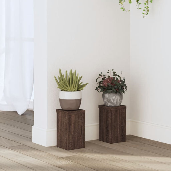 Pflanzenständer 2er Set Braun Eiche 18cm