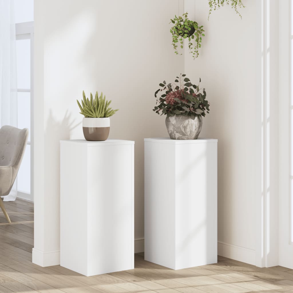 vidaXL Supports pour plantes 2 pcs Blanc 30x30x70 cm Bois d'ingénierie