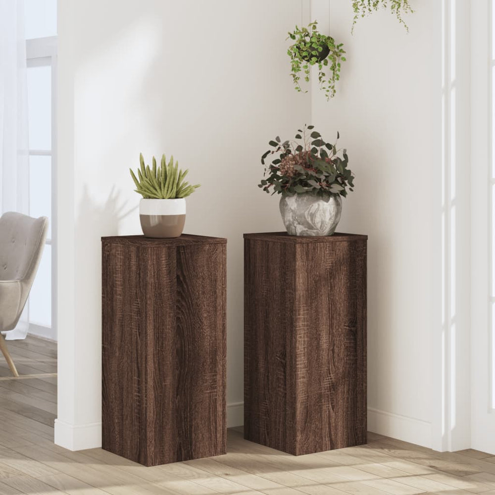 Pflanzenständer 2er Set Braun Eiche 70cm