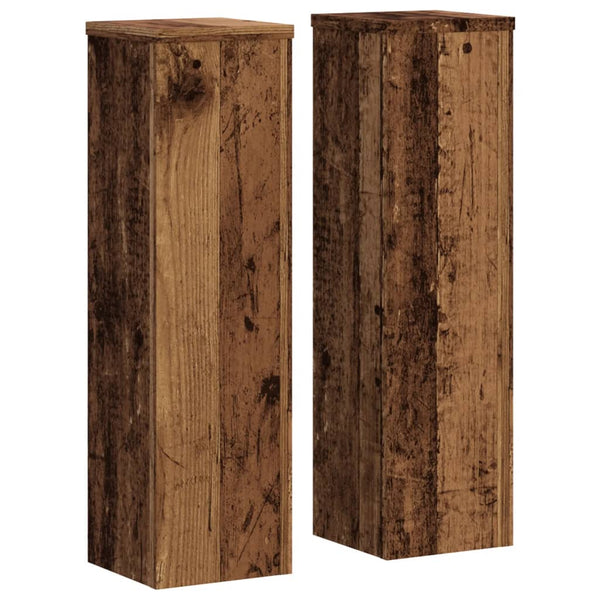 vidaXL Supports à plantes 2 pcs Aspect vieux bois 17x17x60 cm Bois d'ingénierie