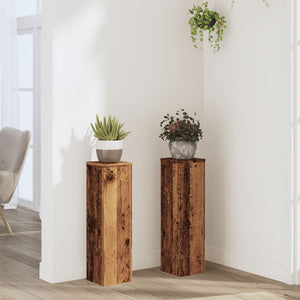 vidaXL Supports à plantes 2 pcs Aspect vieux bois 17x17x60 cm Bois d'ingénierie