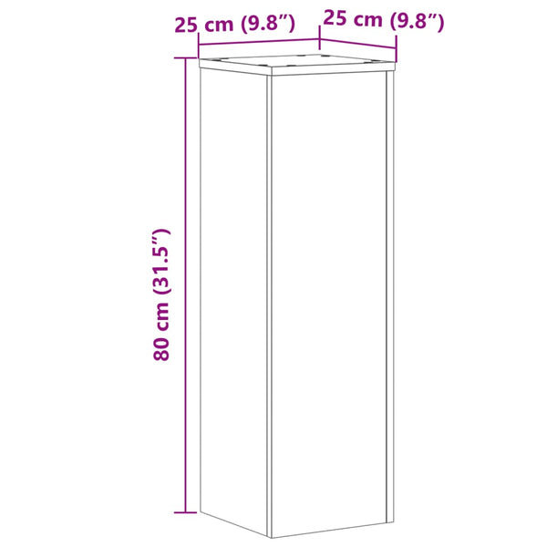vidaXL Supports à plantes 2 pcs Blanc 25x25x80 cm Bois d'ingénierie