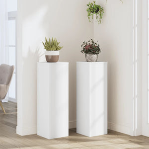vidaXL Supports à plantes 2 pcs Blanc 25x25x80 cm Bois d'ingénierie