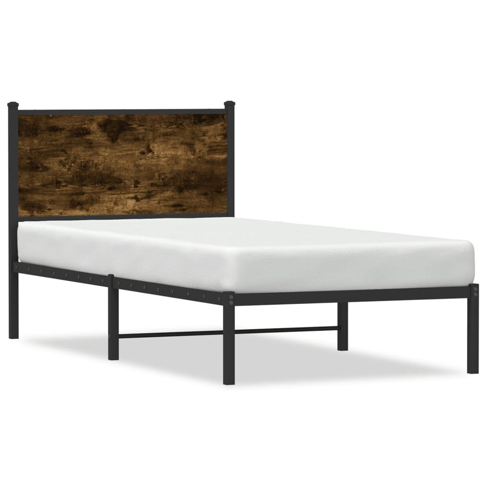 Metallbett 75x190 cm Räuchereiche ohne Matratze