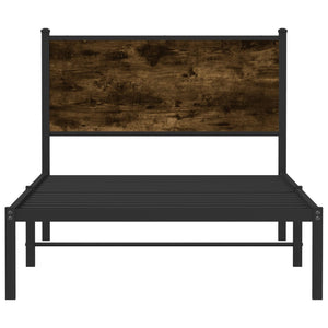 Metallbett 100x190 cm Räuchereiche ohne Matratze