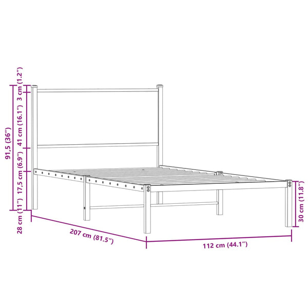 Metallbett 107x203 cm Sonoma Eiche