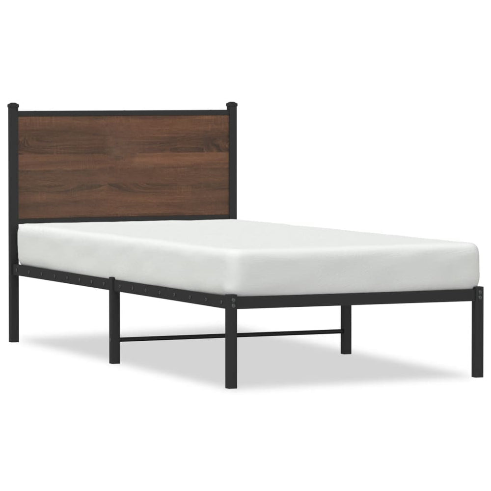 Metallbett 75x190 cm Braun Eichen-Optik