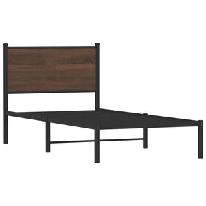 Metallbett 75x190 cm Braun Eichen-Optik