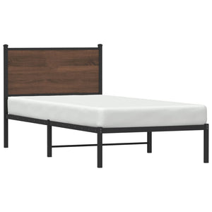 Metallbett 75x190 cm Braun Eichen-Optik