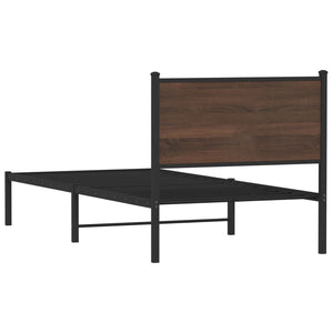 Metallbett 75x190 cm Braun Eichen-Optik