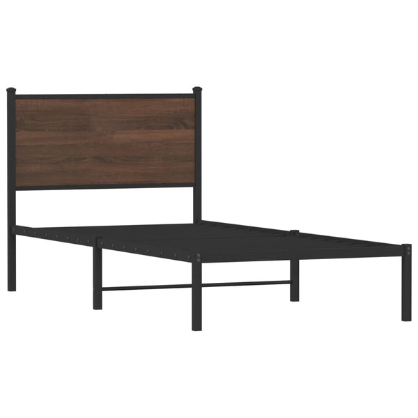 Metallbett 80x200 cm Braun Eichen-Optik